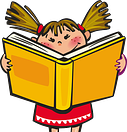girl reading book cartoon