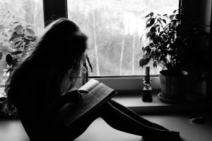 girl reading a book